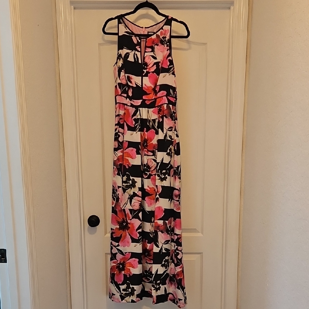 Vince Camuto Pink and Black Halter Maxi Sundress